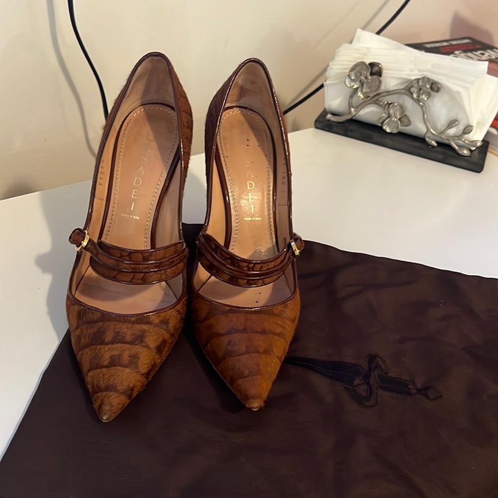 Casadei size 7 heels lightly worn -made in Italy with real suede